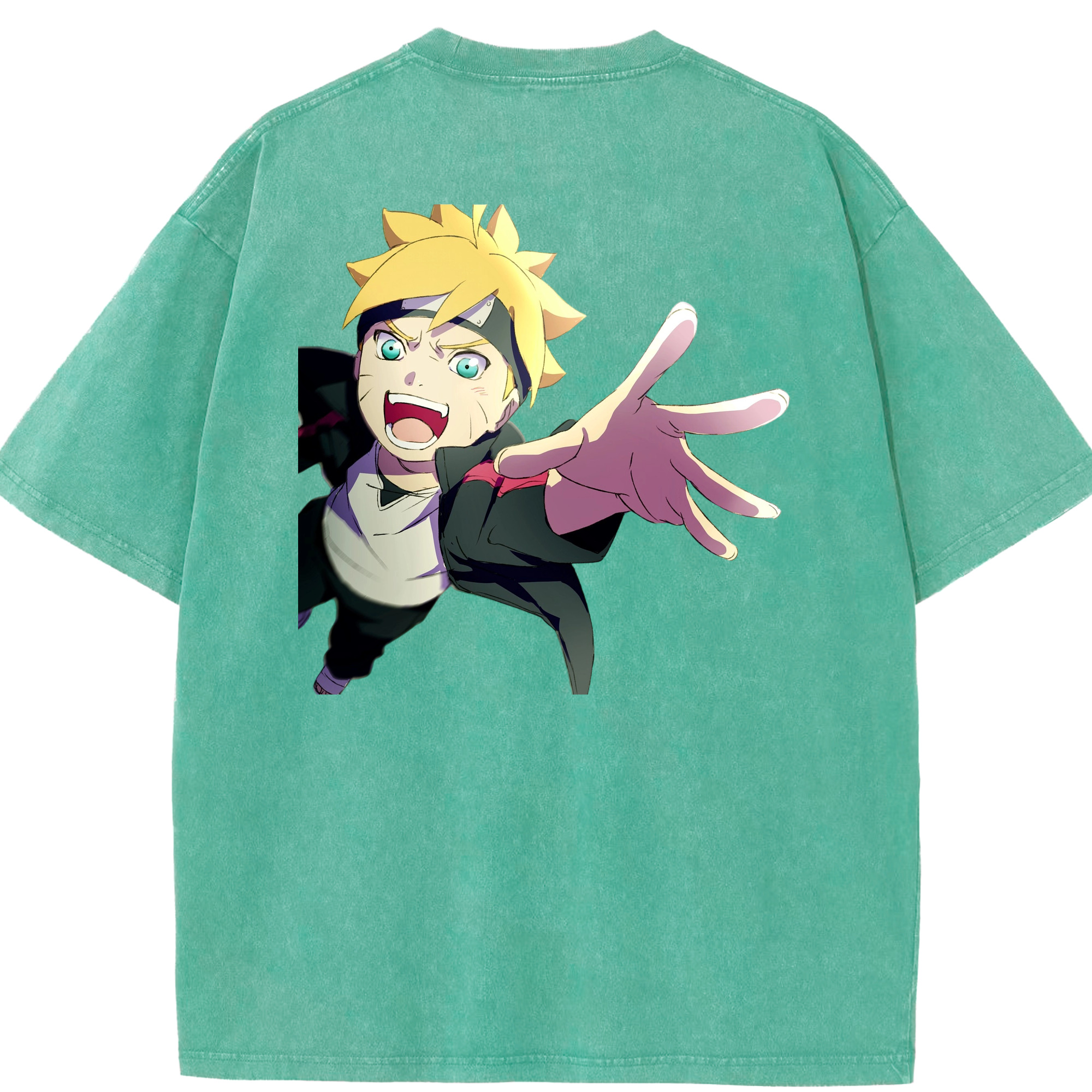 （画像用） NARUTO -ナルト- うずまき ボルト Uzumaki Boruto 綿100% ヴィンテージ風 半袖Tシャツ（背面プリント）